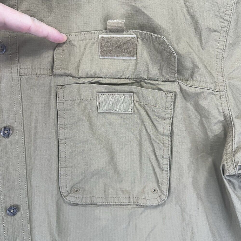 Eddie Bauer Shirt Mens XXL Beige Short Sleeve Chest Pockets Button Up Collared - Picture 9 of 12